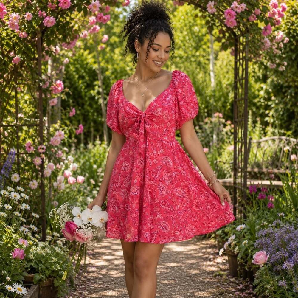 Sincerely Jules Paisley Boho Twist-Front Dress Medium